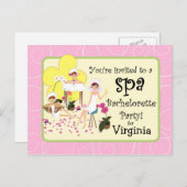 Bachelorette Spa Carte postale Invitations - Rose (Devant / Derrière)