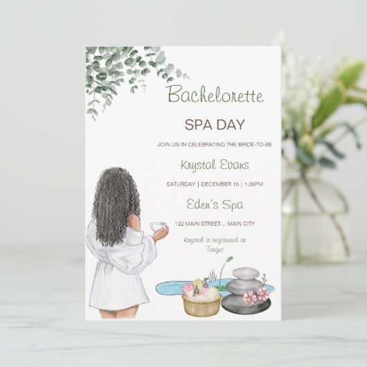 Bachelorette Spa Day Invitation (Debout devant)