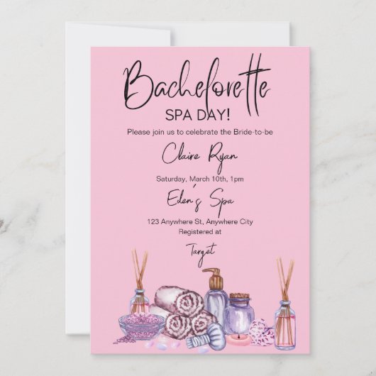 Bachelorette Spa Day Invitation (Devant)