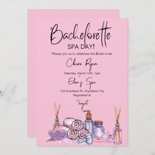 Bachelorette Spa Day Invitation (Devant / Derrière)