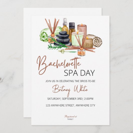 Bachelorette Spa Day Invitation (Devant / Derrière)