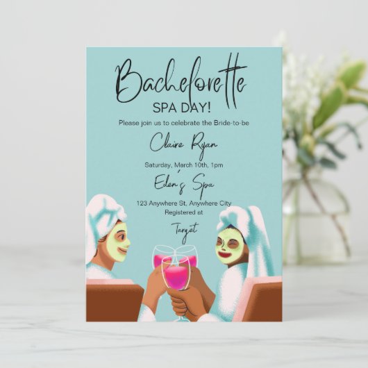 Bachelorette Spa Day Uitnodiging (Staand voorkant)