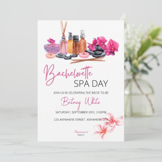 Bachelorette Spa Day Uitnodiging (Staand voorkant)