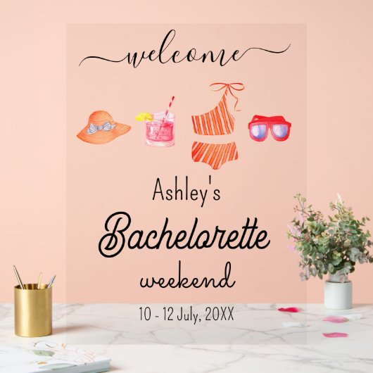 Bachelorette Strand Weekend Feest  Acryl Bord (Huwelijk)