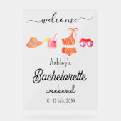 Bachelorette strand weekendfeest  acryl bord (Voorkant)