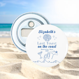 Bachelorette Strandfeest Laatste Toast Aan de Kust Button Flesopener