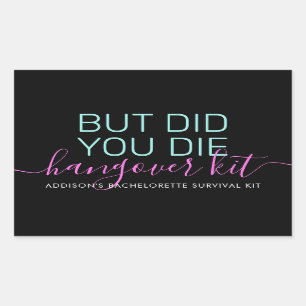 Bachelorette Survival Recovery Hangover Kit Rechthoekige Sticker