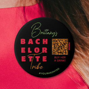 Bachelorette Tribe QR Code Hashtag Ronde Button 7,6 Cm