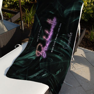 Bachelorette Tropical Palms Neon   Monogram Strandlaken