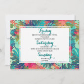 Bachelorette Tropicale Heekend Horaire Invitation (Dos)