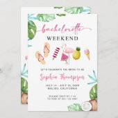 Bachelorette Tropicale Palm Beach Invitation (Devant / Derrière)