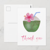 Bachelorette Tropische Kokosnoot Bedankt Briefkaart (Voorkant / Achterkant)