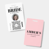 Bachelorette Venmo QR code Koop de Bride A Drink Badge (Voor- en achterkant)