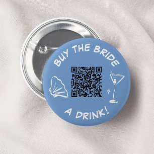 Bachelorette Venmo QR-code Koop De Bruid Eén Drank Ronde Button 5,7 Cm
