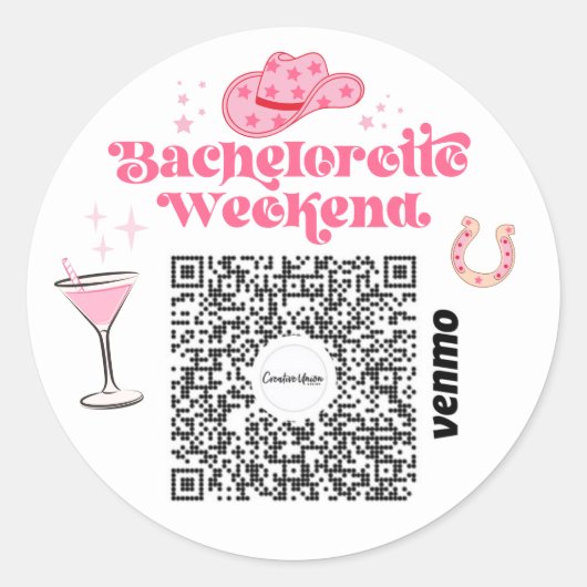 Bachelorette Venmo QR-code Koop de Bruid een Drink Ronde Sticker (Voorkant)