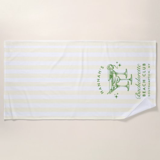 Bachelorette Vert & Jaune Moderne Plage Serviette (Devant)