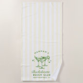 Bachelorette Vert & Jaune Moderne Plage Serviette (Devant)