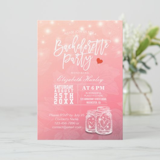 Bachelorette Vrijgezellenfeest Mason Jar String Li Bedankkaart (Staand voorkant)