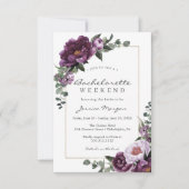 Bachelorette Week-end Itinéraire Purple Invitation (Devant)