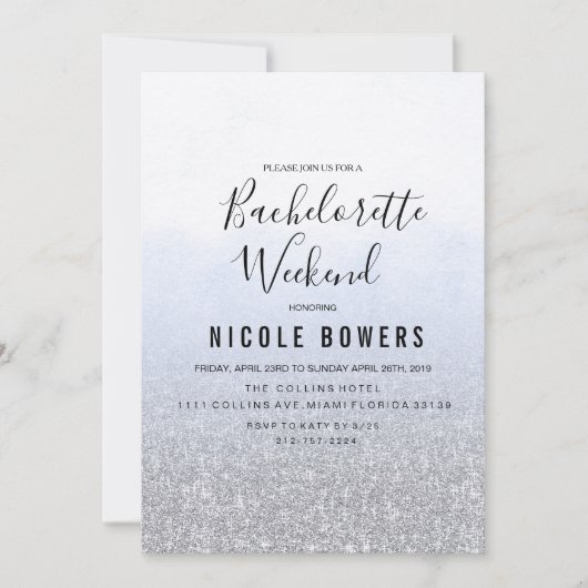 Bachelorette Week-end Light Blue Invitation (Devant)