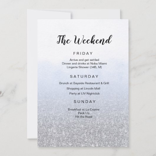 Bachelorette Week-end Light Blue Invitation (Dos)