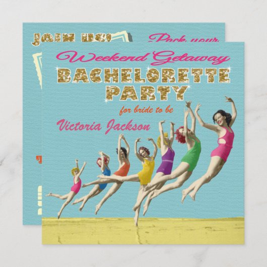 Bachelorette Weekend Getaway Party Invitations (Devant / Derrière)