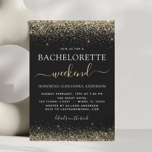 Bachelorette Weekend Goud Modern Glitter Party Kaart