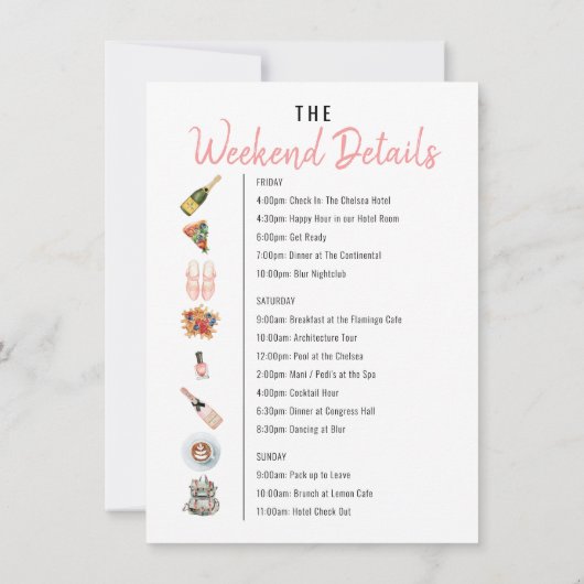 Bachelorette Weekend Icon reisroute Flamingo Kaart (Achterkant)