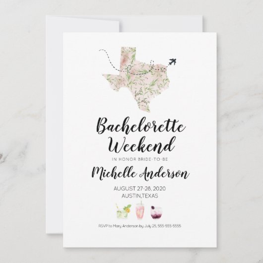 Bachelorette Weekend in Austin Texas Invitation (Devant)
