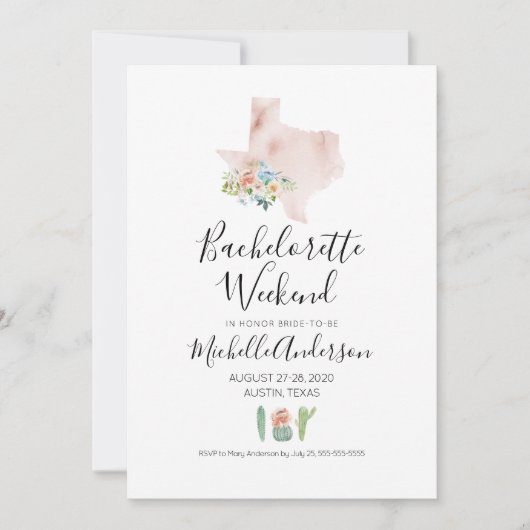 Bachelorette Weekend in Austin Texas Invitation (Devant)