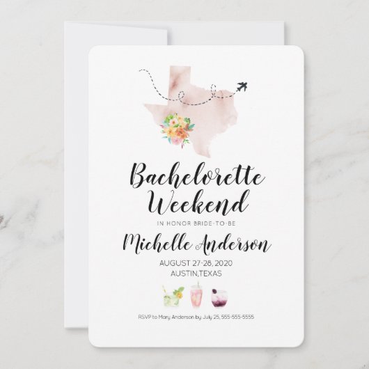 Bachelorette Weekend in Austin Texas Invitation Kaart (Voorkant)