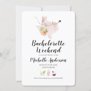 Bachelorette Weekend in Austin Texas Invitation Kaart