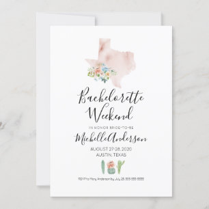 Bachelorette Weekend in Austin Texas Invitation Kaart