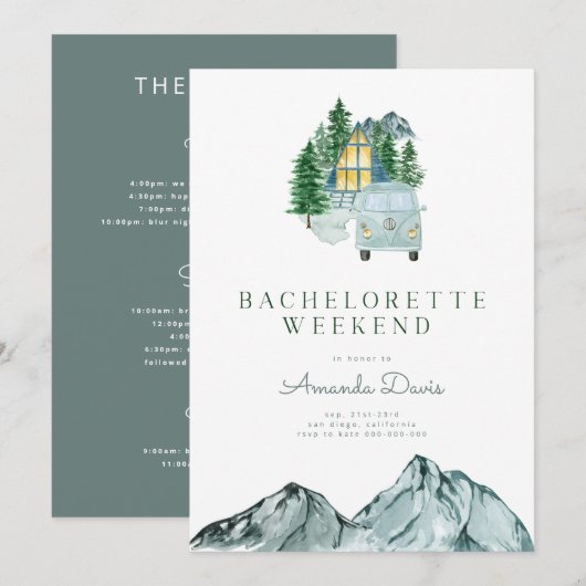 Bachelorette Weekend in Bossen Mountain Camping Kaart (Voorkant / Achterkant)