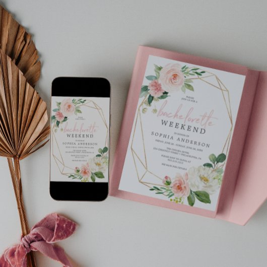 Bachelorette Weekend Itinerary Airy Blush Floral Kaart