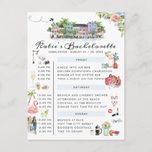 Bachelorette Weekend Itinerary   Charleston, SC In Uitnodiging Briefkaart