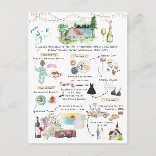 Bachelorette Weekend Itinerary Meer van Michigan Uitnodiging Briefkaart