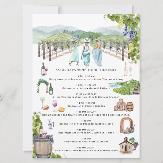 Bachelorette Weekend Itinerary | Napa Winery Kaart (Voorkant)