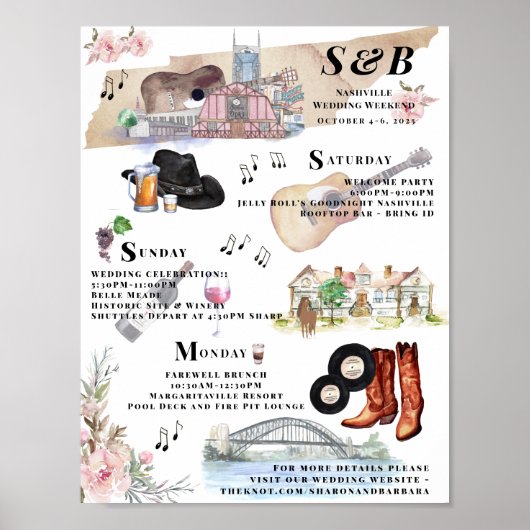 Bachelorette Weekend Itinerary | Nashville Poster (Voorkant)