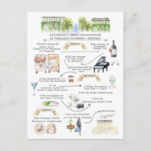 Bachelorette Weekend Itinerary Savannah, Georgië Uitnodiging Briefkaart