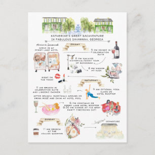 Bachelorette Weekend Itinerary Savannah, Georgië Uitnodiging Briefkaart