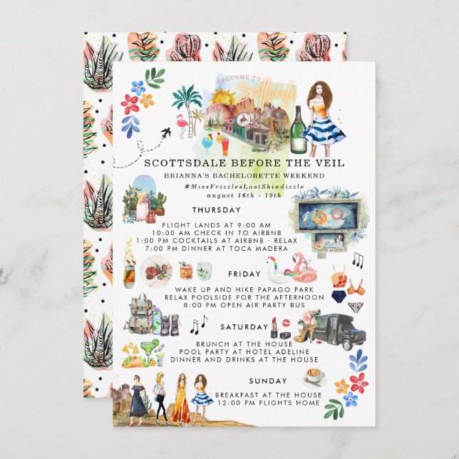 Bachelorette Weekend Itinerary | Scottsdale AZ (Voorkant / Achterkant)