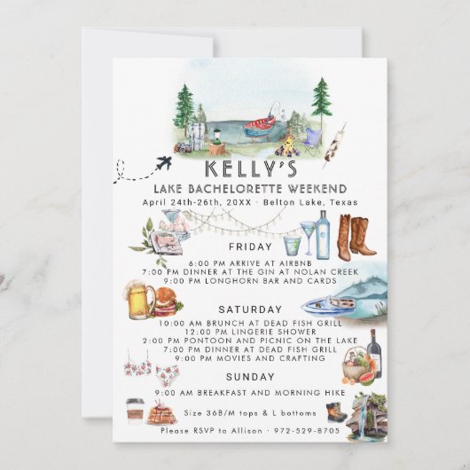 Bachelorette Weekend Itinerary | Zomerkamp Kaart (Voorkant)