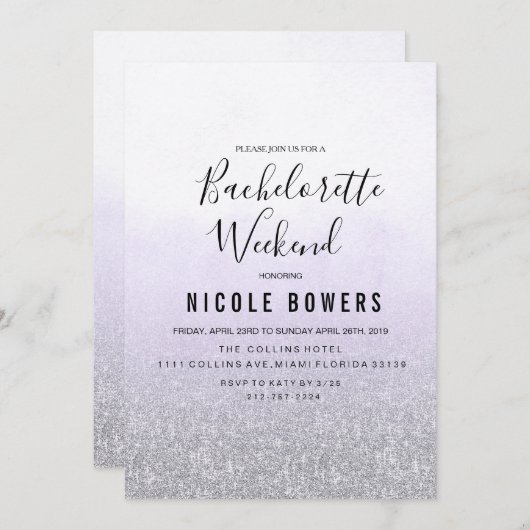 Bachelorette Weekend Lavender Invitation (Devant / Derrière)