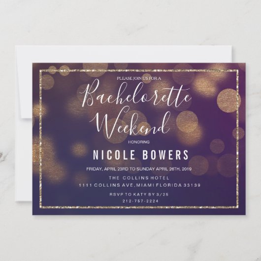 Bachelorette Weekend Lights Invitation (Devant)