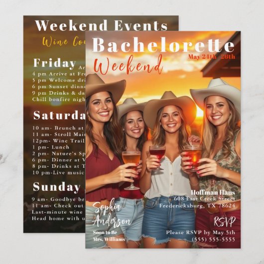 Bachelorette Weekend Magazine Hoesje Kaart (Voorkant / Achterkant)