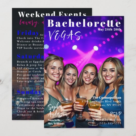 Bachelorette Weekend Magazine Hoesje Kaart (Voorkant / Achterkant)