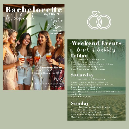 Bachelorette Weekend Magazine Hoesje Uitnodiging