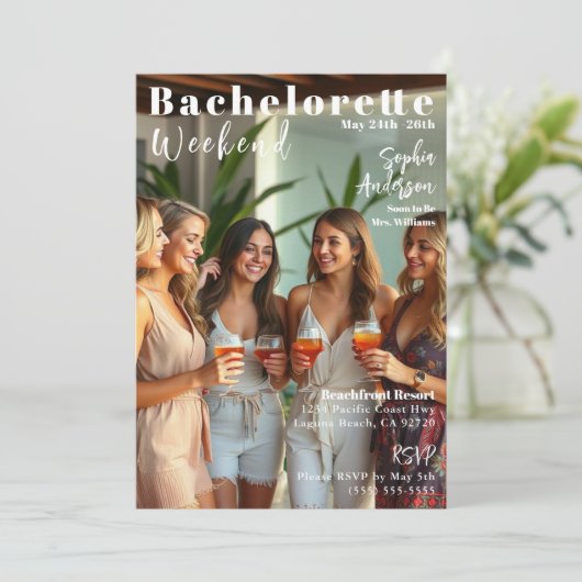 Bachelorette Weekend Magazine Hoesje Uitnodiging (Staand voorkant)