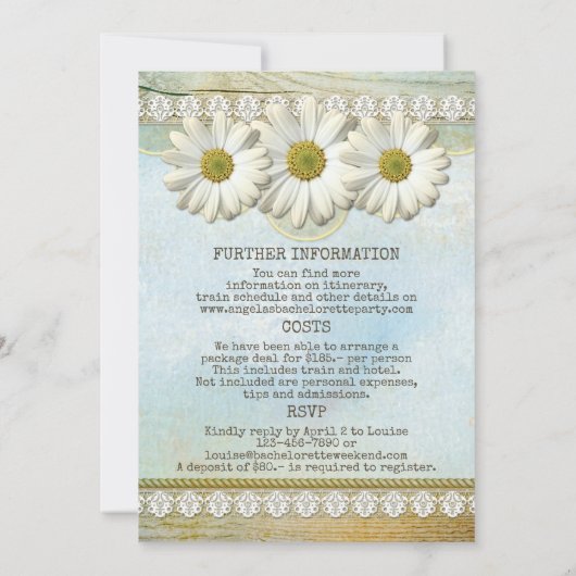 Bachelorette Weekend Program Sjabloon Invitation Kaart (Achterkant)